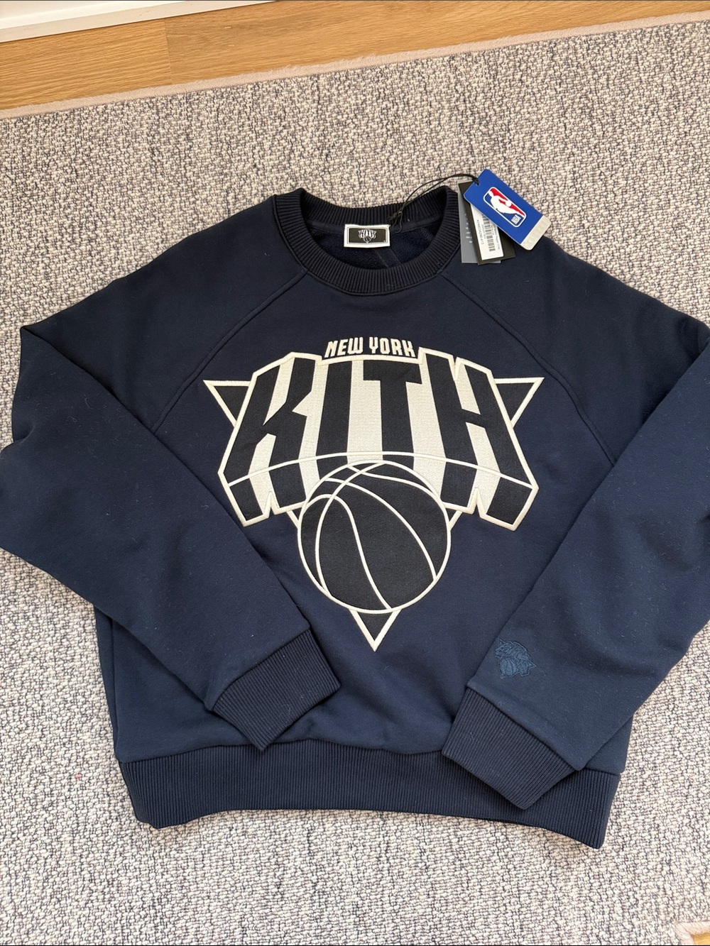 Kith Navy and Cream New York Knicks Basketball Logo Crewneck
